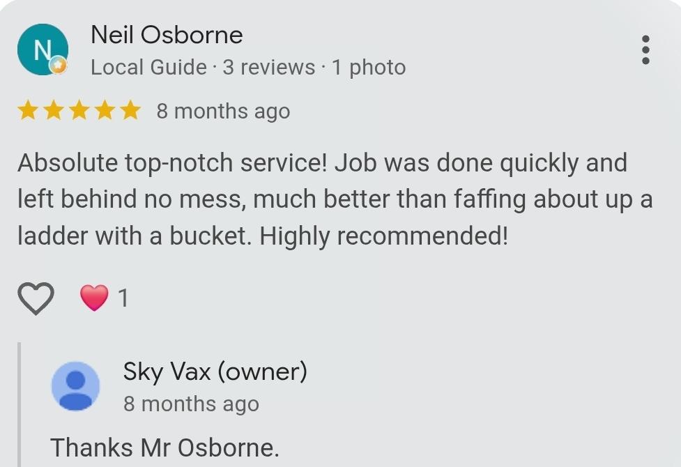 5-star review from Neil Osborne: quick, no mess, better than a ladder and a bucket.